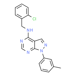 ChemSpider 2D Image | N-(2-Chlorobenzyl)-1-(3-methylphenyl)-1H-pyrazolo[3,4-d]pyrimidin-4-amine | C19H16ClN5