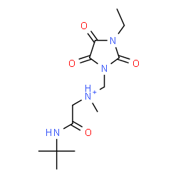 ChemSpider 2D Image | N-[(3-Ethyl-2,4,5-trioxo-1-imidazolidinyl)methyl]-N-methyl-2-[(2-methyl-2-propanyl)amino]-2-oxoethanaminium | C13H23N4O4