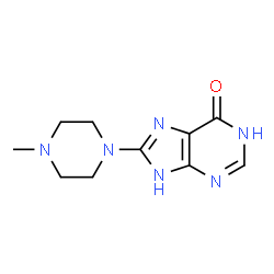 ChemSpider 2D Image | 8-(4-Methyl-1-piperazinyl)-1,7-dihydro-6H-purin-6-one | C10H14N6O