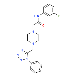 ChemSpider 2D Image | N-(3-Fluorophenyl)-2-{4-[(1-phenyl-1H-tetrazol-5-yl)methyl]-1-piperazinyl}acetamide | C20H22FN7O