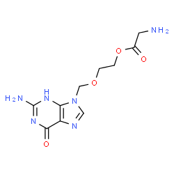 ChemSpider 2D Image | 2-[(2-Amino-6-oxo-3,6-dihydro-9H-purin-9-yl)methoxy]ethyl glycinate | C10H14N6O4