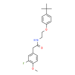 ChemSpider 2D Image | 2-(3-Fluoro-4-methoxyphenyl)-N-{2-[4-(2-methyl-2-propanyl)phenoxy]ethyl}acetamide | C21H26FNO3