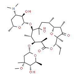 ChemSpider 2D Image | (1R,2S,5R,6S,7S,8R,11S,12R,13S)-8-{[(2S,3R,4S,6R)-4-(Dimethylamino)-3-hydroxy-6-methyltetrahydro-2H-pyran-2-yl]oxy}-2-ethyl-9-hydroxy-6-{[(2R,4R,5S,6S)-5-hydroxy-4-methoxy-4,6-dimethyltetrahydro-2H-py
ran-2-yl]oxy}-1,5,7,9,11,13-hexamethyl-3,15-dioxabicyclo[10.2.1]pentadecane-4,14-dione | C37H65NO12