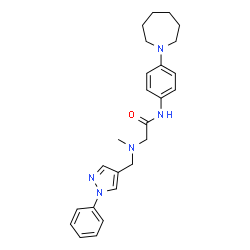 ChemSpider 2D Image | N-[4-(1-Azepanyl)phenyl]-N~2~-methyl-N~2~-[(1-phenyl-1H-pyrazol-4-yl)methyl]glycinamide | C25H31N5O