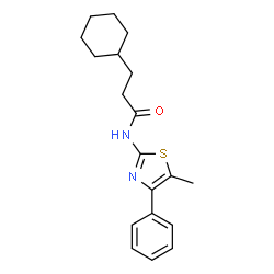 ChemSpider 2D Image | 3-Cyclohexyl-N-(5-methyl-4-phenyl-1,3-thiazol-2-yl)propanamide | C19H24N2OS