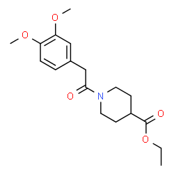 ChemSpider 2D Image | Ethyl 1-[(3,4-dimethoxyphenyl)acetyl]-4-piperidinecarboxylate | C18H25NO5
