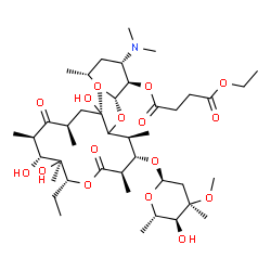 ChemSpider 2D Image | (2S,3R,4S,6R)-4-(Dimethylamino)-2-{[(3R,4S,5S,7R,9R,11R,12R,13S,14R)-14-ethyl-7,12,13-trihydroxy-4-{[(2R,4R,5S,6S)-5-hydroxy-4-methoxy-4,6-dimethyltetrahydro-2H-pyran-2-yl]oxy}-3,5,7,9,11,13-hexamethy
l-2,10-dioxooxacyclotetradecan-6-yl]oxy}-6-methyltetrahydro-2H-pyran-3-yl ethyl succinate (non-preferred name) | C43H75NO16