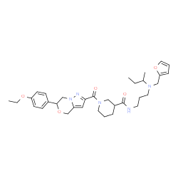 ChemSpider 2D Image | N-{3-[sec-Butyl(2-furylmethyl)amino]propyl}-1-{[6-(4-ethoxyphenyl)-6,7-dihydro-4H-pyrazolo[5,1-c][1,4]oxazin-2-yl]carbonyl}-3-piperidinecarboxamide | C33H45N5O5