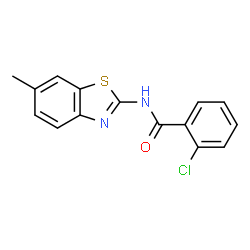 ChemSpider 2D Image | 2-Chloro-N-(6-methyl-1,3-benzothiazol-2-yl)benzamide | C15H11ClN2OS
