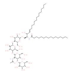 ChemSpider 2D Image | N-[(2S,3R,4E)-1-{[beta-D-Galactopyranosyl-(1->3)-2-acetamido-2-deoxy-beta-D-galactopyranosyl-(1->4)-beta-D-galactopyranosyl-(1->4)-beta-D-mannopyranosyl]oxy}-3-hydroxy-4-octadecen-2-yl]hexadecanamide | C60H110N2O23