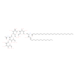 ChemSpider 2D Image | N-[(2S,3R,4E)-1-{[beta-D-Galactopyranosyl-(1->3)-2-acetamido-2-deoxy-beta-D-galactopyranosyl-(1->4)-beta-D-galactopyranosyl-(1->4)-beta-D-mannopyranosyl]oxy}-3-hydroxy-4-octadecen-2-yl]pentacosanamide | C69H128N2O23
