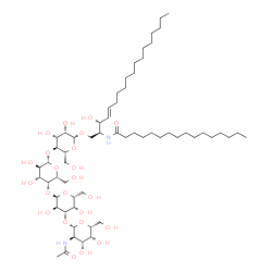 ChemSpider 2D Image | N-[(2S,3R,4E)-1-{[2-Acetamido-2-deoxy-beta-D-galactopyranosyl-(1->3)-alpha-D-galactopyranosyl-(1->4)-beta-D-galactopyranosyl-(1->4)-beta-D-mannopyranosyl]oxy}-3-hydroxy-4-octadecen-2-yl]hexadecanamide | C60H110N2O23
