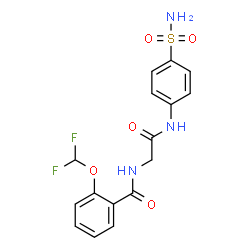 ChemSpider 2D Image | 2-(Difluoromethoxy)-N-{2-oxo-2-[(4-sulfamoylphenyl)amino]ethyl}benzamide | C16H15F2N3O5S