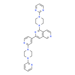 ChemSpider 2D Image | 3-{2-[4-(2-Pyridinyl)-1-piperazinyl]-4-pyridinyl}-1-[4-(2-pyrimidinyl)-1-piperazinyl]-2,6-naphthyridine | C30H30N10