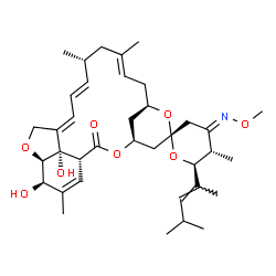 ChemSpider 2D Image | (1'R,2R,4Z,4'S,5S,6S,8'R,10'E,13'R,14'E,16'E,20'R,21'R,24'S)-21',24'-Dihydroxy-4-(methoxyimino)-5,11',13',22'-tetramethyl-6-[(2E)-4-methyl-2-penten-2-yl]-3,4,5,6-tetrahydro-2'H-spiro[pyran-2,6'-[3,7,1
9]trioxatetracyclo[15.6.1.1~4,8~.0~20,24~]pentacosa[10,14,16,22]tetraen]-2'-one | C37H53NO8
