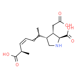 ChemSpider 2D Image | (3S,4S)-4-[(2E,4Z,6R)-6-Carboxy-2,4-heptadien-2-yl]-3-(carboxymethyl)-L-proline | C15H21NO6