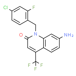 ChemSpider 2D Image | 7-Amino-1-(4-chloro-2-fluorobenzyl)-4-(trifluoromethyl)-2(1H)-quinolinone | C17H11ClF4N2O