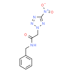 ChemSpider 2D Image | N-Benzyl-2-(5-nitro-2H-tetrazol-2-yl)acetamide | C10H10N6O3