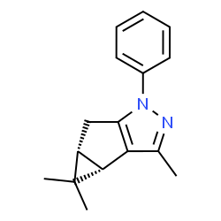 ChemSpider 2D Image | (3bS,4aR)-3,4,4-Trimethyl-1-phenyl-3b,4,4a,5-tetrahydro-1H-cyclopropa[3,4]cyclopenta[1,2-c]pyrazole | C16H18N2