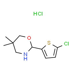 ChemSpider 2D Image | 2-(5-Chloro-2-thienyl)-5,5-dimethyl-1,3-oxazinane hydrochloride (1:1) | C10H15Cl2NOS