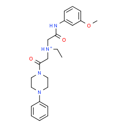 ChemSpider 2D Image | N-Ethyl-2-[(3-methoxyphenyl)amino]-2-oxo-N-[2-oxo-2-(4-phenyl-1-piperazinyl)ethyl]ethanaminium | C23H31N4O3