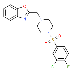 ChemSpider 2D Image | 2-({4-[(3-Chloro-4-fluorophenyl)sulfonyl]-1-piperazinyl}methyl)-1,3-benzoxazole | C18H17ClFN3O3S