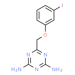 ChemSpider 2D Image | 6-[(3-Iodophenoxy)methyl]-1,3,5-triazine-2,4-diamine | C10H10IN5O