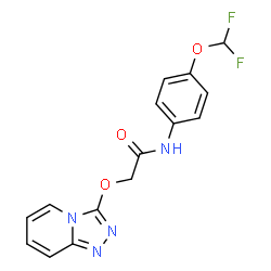 ChemSpider 2D Image | N-[4-(Difluoromethoxy)phenyl]-2-([1,2,4]triazolo[4,3-a]pyridin-3-yloxy)acetamide | C15H12F2N4O3
