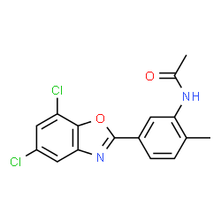 ChemSpider 2D Image | N-[5-(5,7-Dichloro-1,3-benzoxazol-2-yl)-2-methylphenyl]acetamide | C16H12Cl2N2O2