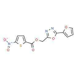 ChemSpider 2D Image | [5-(2-Furyl)-1,3,4-oxadiazol-2-yl]methyl 5-nitro-2-thiophenecarboxylate | C12H7N3O6S