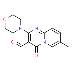 ChemSpider 2D Image | 7-Methyl-2-(4-morpholinyl)-4-oxo-4H-pyrido[1,2-a]pyrimidine-3-carbaldehyde | C14H15N3O3