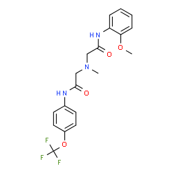 ChemSpider 2D Image | 2-[{2-[(2-Methoxyphenyl)amino]-2-oxoethyl}(methyl)amino]-N-[4-(trifluoromethoxy)phenyl]acetamide | C19H20F3N3O4
