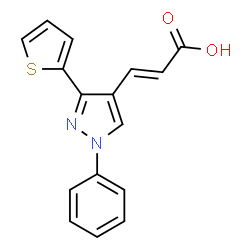 ChemSpider 2D Image | 3-(1-Phenyl-3-thiophen-2-yl-1H-pyrazol-4-yl)-acrylic acid | C16H12N2O2S