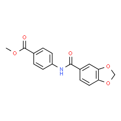 ChemSpider 2D Image | Methyl 4-[(1,3-benzodioxol-5-ylcarbonyl)amino]benzoate | C16H13NO5