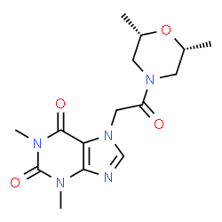 ChemSpider 2D Image | 7-{2-[(2R,6S)-2,6-Dimethyl-4-morpholinyl]-2-oxoethyl}-1,3-dimethyl-3,7-dihydro-1H-purine-2,6-dione | C15H21N5O4