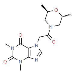 ChemSpider 2D Image | 7-{2-[(2R,6R)-2,6-Dimethyl-4-morpholinyl]-2-oxoethyl}-1,3-dimethyl-3,7-dihydro-1H-purine-2,6-dione | C15H21N5O4