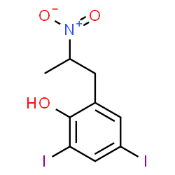 ChemSpider 2D Image | 2,4-Diiodo-6-(2-nitropropyl)phenol | C9H9I2NO3