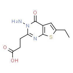 ChemSpider 2D Image | 3-{3-amino-6-ethyl-4-oxothieno[2,3-d]pyrimidin-2-yl}propanoic acid | C11H13N3O3S