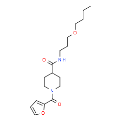 ChemSpider 2D Image | N-(3-Butoxypropyl)-1-(2-furoyl)-4-piperidinecarboxamide | C18H28N2O4