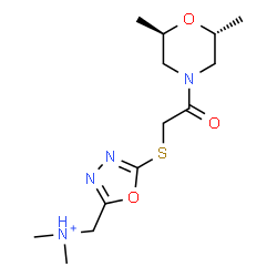 ChemSpider 2D Image | [5-({2-[(2R,6R)-2,6-Dimethyl-4-morpholinyl]-2-oxoethyl}sulfanyl)-1,3,4-oxadiazol-2-yl]-N,N-dimethylmethanaminium | C13H23N4O3S