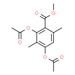ChemSpider 2D Image | Methyl 2,4-diacetoxy-3,6-dimethylbenzoate | C14H16O6