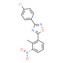 ChemSpider 2D Image | 3-(4-Chlorophenyl)-5-(2-methyl-3-nitrophenyl)-1,2,4-oxadiazole | C15H10ClN3O3