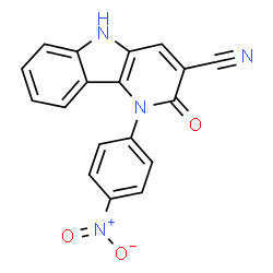ChemSpider 2D Image | 1-(4-Nitrophenyl)-2-oxo-2,5-dihydro-1H-pyrido[3,2-b]indole-3-carbonitrile | C18H10N4O3