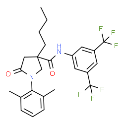 ChemSpider 2D Image | N-[3,5-Bis(trifluoromethyl)phenyl]-3-butyl-1-(2,6-dimethylphenyl)-5-oxo-3-pyrrolidinecarboxamide | C25H26F6N2O2