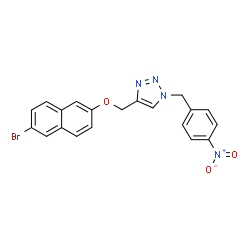 ChemSpider 2D Image | 4-{[(6-Bromo-2-naphthyl)oxy]methyl}-1-(4-nitrobenzyl)-1H-1,2,3-triazole | C20H15BrN4O3