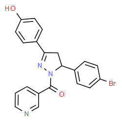 ChemSpider 2D Image | [5-(4-Bromophenyl)-3-(4-hydroxyphenyl)-4,5-dihydro-1H-pyrazol-1-yl](3-pyridinyl)methanone | C21H16BrN3O2
