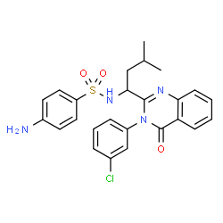 ChemSpider 2D Image | 4-Amino-N-{1-[3-(3-chlorophenyl)-4-oxo-3,4-dihydro-2-quinazolinyl]-3-methylbutyl}benzenesulfonamide | C25H25ClN4O3S