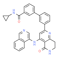 ChemSpider 2D Image | N-Cyclopropyl-3'-[4-(4-isoquinolinylamino)-5-oxo-5,6,7,8-tetrahydro-1,6-naphthyridin-2-yl]-3-biphenylcarboxamide | C33H27N5O2