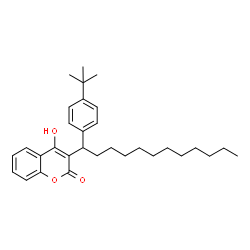 ChemSpider 2D Image | 4-Hydroxy-3-{1-[4-(2-methyl-2-propanyl)phenyl]dodecyl}-2H-chromen-2-one | C31H42O3