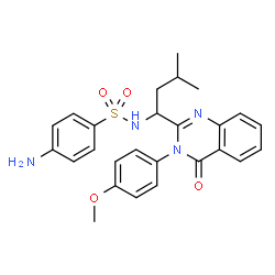 ChemSpider 2D Image | 4-Amino-N-{1-[3-(4-methoxyphenyl)-4-oxo-3,4-dihydro-2-quinazolinyl]-3-methylbutyl}benzenesulfonamide | C26H28N4O4S